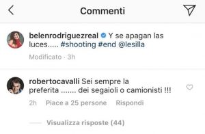 Roberto Cavalli, Belen Rodriguez e l'attacco su Instagram poi cancellato