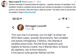 Maxi Lopez attacca Selvaggia Lucarelli e Wanda Nara: "Queste due nella #milanobynight..."