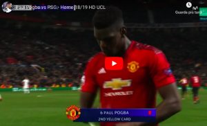 Pogba, video espulsione in Manchester United-Psg 0-2