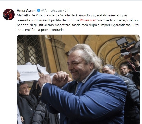 Anna Ascani (Pd) dopo l'arresto di De Vito twitta la FOTO di Giarrusso (M5s) 2