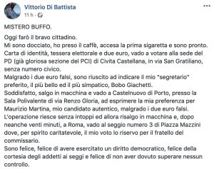 Primarie Pd, Vittorio Di Battista su Facebook: "Ho votato in tre seggi diversi". Ma l'orario lo smentisce