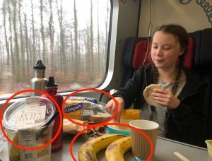 Greta Thunberg e la foto con banane fuori stagione e plastica: attaccata dagli haters