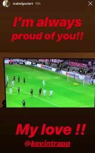 Izabel Goulart festeggia Kevin Trapp su Instagram dopo rigore parato contro Inter, foto