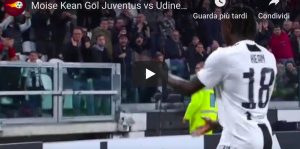 Moise Kean, video gol Juventus-Udinese al primo pallone toccato: millennial show