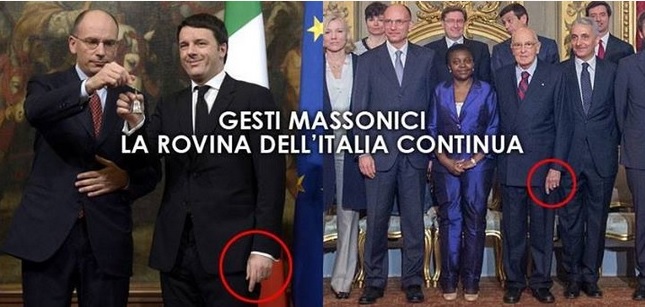 Matteo Renzi e la bufala dei gesti massonici (foto)