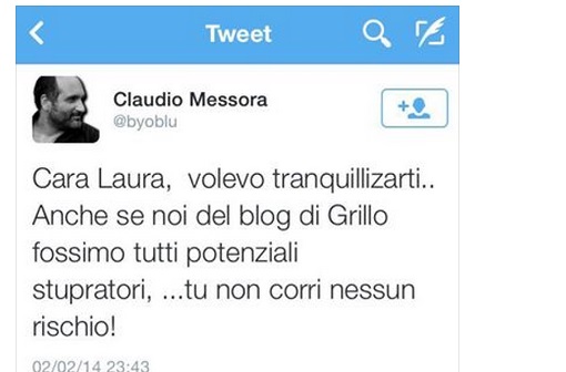 Claudio Messora (M5s): "Laura Boldrini, anche se fossimo stupratori, non rischi"