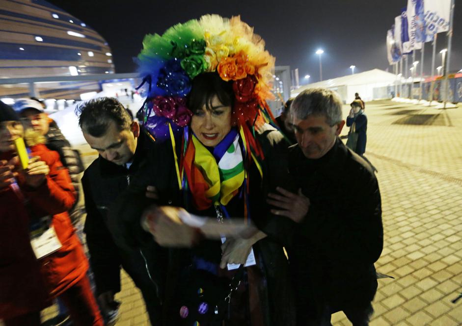 Vladimir Luxuria a Sochi nel febbraio scorso (Foto Lapresse)