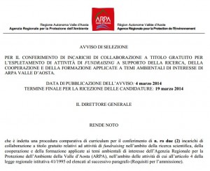 Cercasi laureato per lavorare due anni gratis: annuncio Arpa Valle d'Aosta