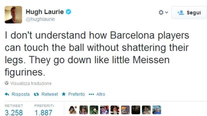 Dr. House prende in giro i giocatori del Barcellona: "Cadono a terra come figurine di porcellana"