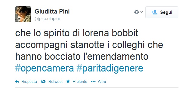 Giuditta Pini (Pd) vs colleghi maschi: "Spirito di Lorena Bobbitt v'accompagni"