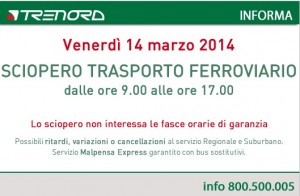 Sciopero treni 14 marzo 2014 Trenord: orari e bus sostitutivi