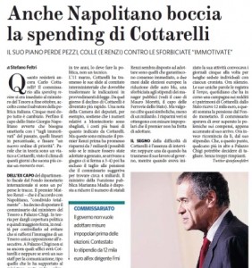 Anche Napolitano boccia la spending di Cottarelli, Stefano Feltri sul Fatto Quotidiano