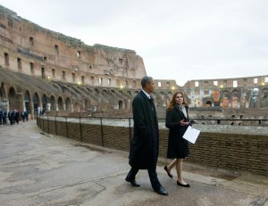 Barbara Nazzaro insieme ad Obama al Colosseo (LaPresse)