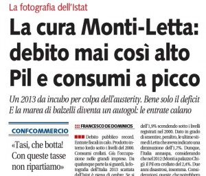 Monti-Letta: Pil e consumi a picco, Francesco De Dominicis su Libero