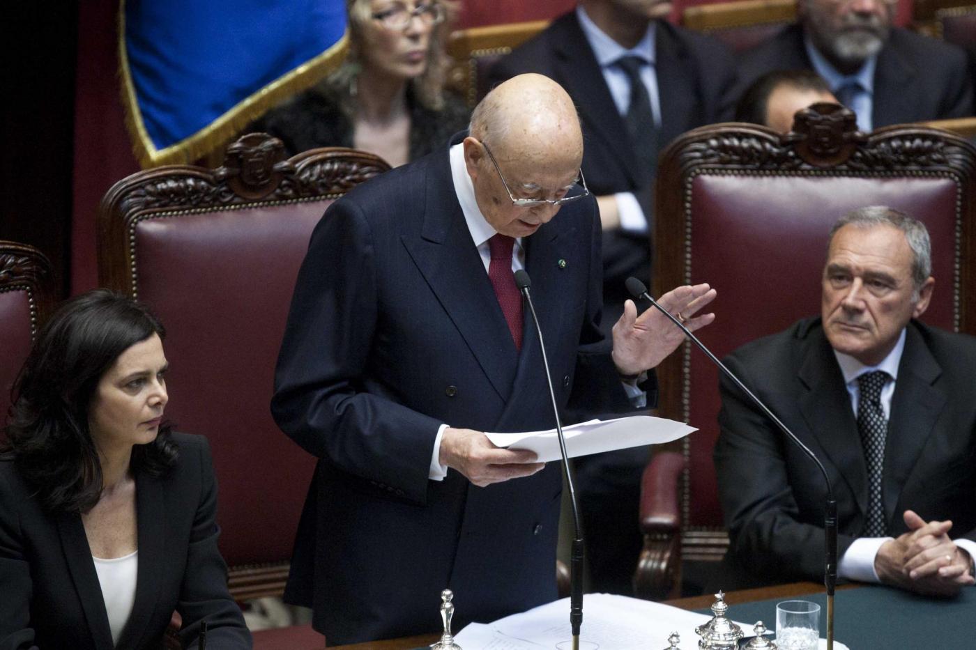 Giorgio Napolitano alla Camera (Foto Lapresse)