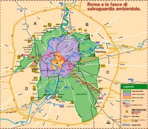 La mappa di Roma con le fasce per la salvaguardia ambientale