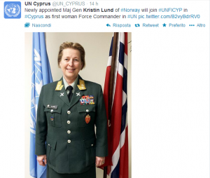 Onu: nominata la prima donna a capo di una missione di pace