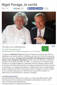 Beppe Grillo pubblica Nigel Farage pensiero: Ukip pacifista, democratico, anti-Troika