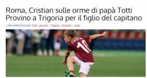 Cristian Totti, provino a Trigoria