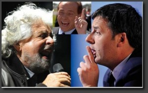 Grillo, Renzi e Berlusconi