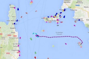 Costa Concordia, diretta viaggio: la rotta sulla cartina