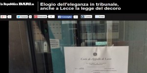 Lecce, abiti succinti vietati in tribunale: legge del decoro come Brindisi