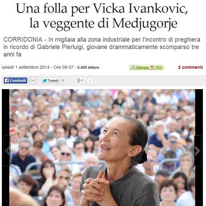 Vicka Ivankovic, la veggente di Medjugorje vede la Madonna a Corridonia