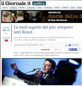 Giornale: giudici contro Renzi, toghe in rivolta vogliono sciopero