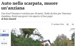 Lana (Bolzano): Vincenza Gambino muore in un incidente stradale