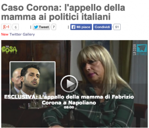 Fabrizio Corona, sul blog di Beppe Grillo intervista alla mamma: "Ingiustizia"