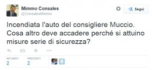 Brindisi: bruciata auto a Toni Muccio, consigliere. 7 giorni dopo il sindaco...