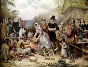 1621 il primo Thanksgiving: "ringraziamento" dei pellegrini agli indiani nativi