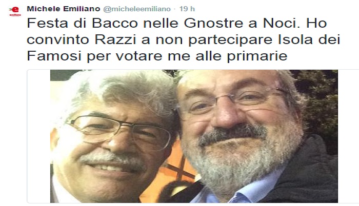 Antonio Razzi e Michele Emiliano, selfie su Twitter FOTO