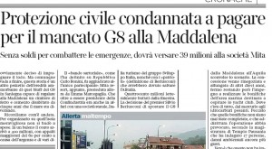 Protezione civile condannata a pagare 39 milioni per mancato G8 alla Maddalena