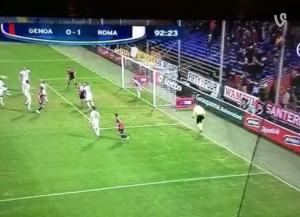 Rincon video gol annullato in Genoa-Roma 1-1: fuorigioco per arbitro