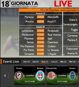 Arezzo-Novara: diretta streaming su Sportube.tv, ecco come vederla