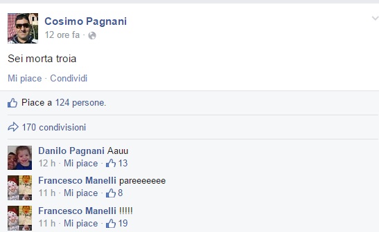 Cosimo Pagnani, "sei morta troia" dopo l'omicidio: 300 like su Facebook