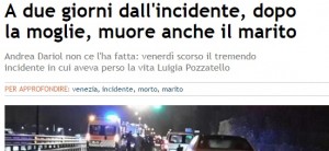 Meolo: Andrea Dariol muore in ospedale, 2 giorni dopo moglie Luigia Pozzattello