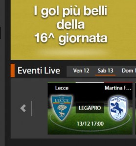 Lecce-Martina Franca: diretta streaming su Sportube.tv, ecco come vederla