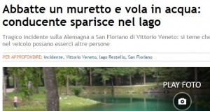 Vittorio Veneto: auto nel lago Restello, nessuno ancora riemerso