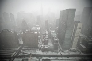 New York sotto la neve (foto Lapresse)
