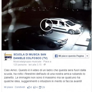 Colfosco (Treviso): ladro ruba zainetto, scuola pubblica VIDEO su Facebook