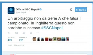 Napoli: "Campionato falsato. Arbitro Calvarese non all'altezza"