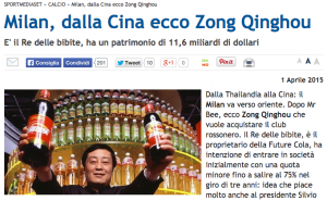 Milan spunta Zong Qinghou: ha patrimonio di 11,6 miliardi dollari