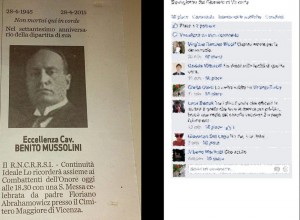 Vicenza: per Benito Mussolini celebrazione al cimitero e necrologio su giornale