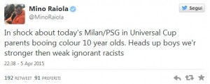 Razzismo, "ululati da genitori a bimbi di colore in Milan-Psg": denuncia di Raiola