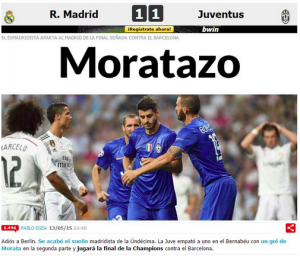 "Moratazo": Marca celebra Alvaro Morata e Juventus in finale Champions