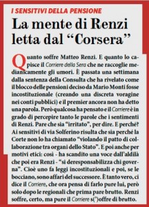 "La mente di Renzi letta dal Corriere della Sera..."