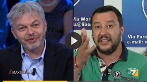 Luca Sofri gaffe in diretta: "Qui a Ballarò..." Floris e Salvini lo sfottono
