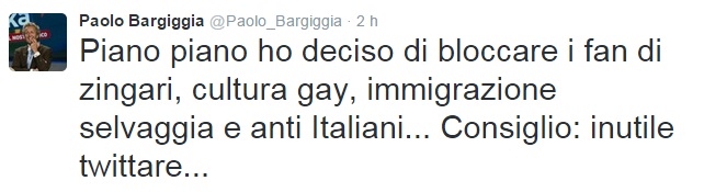 Il tweet di Paolo Bargiggia